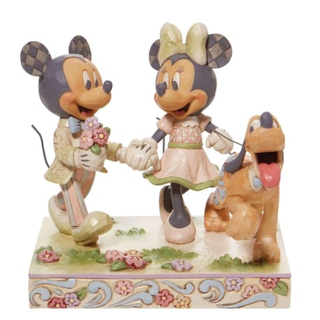 ディズニー　ミッキー&ミニー&プルート　フィギュリン(彫像)　【ヨーロッパから新品・正規品をお届け】