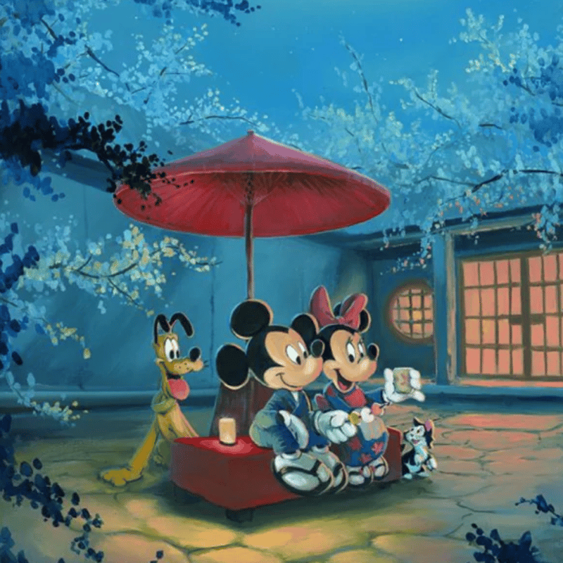 ディズニーファインアート キャンバス 限定 ミッキー&ミニー