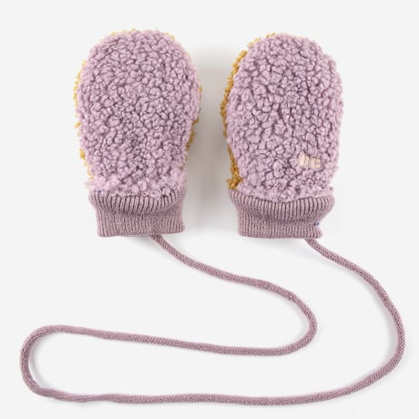 BOBO CHOSES - Baby Color Block lavender sheepskin gloves