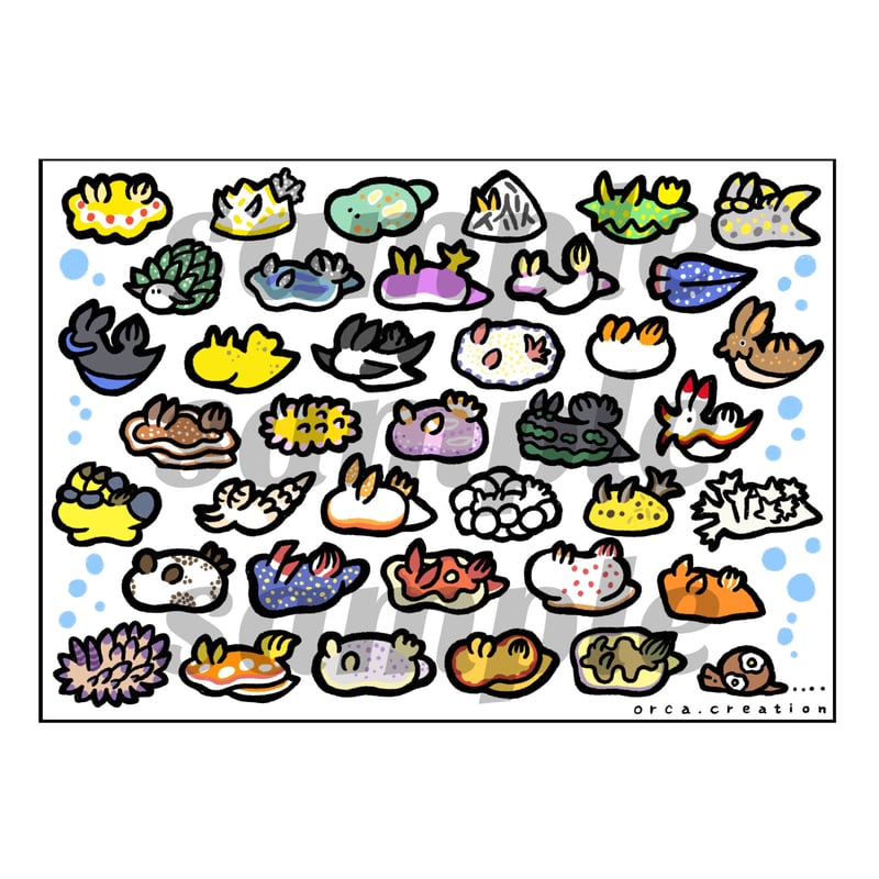 終了】ウミウシ ゆるゆる防水クリアステッカー | orca.creation
