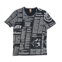 John Galliano News Paper Patterned V-Neck Tee
