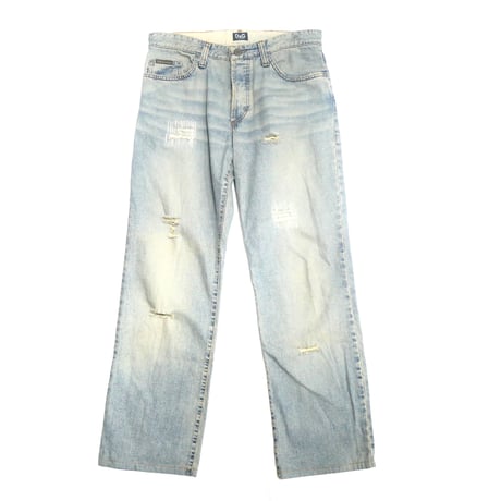 D&G Damaged Faded Wide Denim Pants