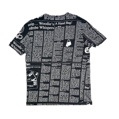John Galliano News Paper Patterned V-Neck Tee