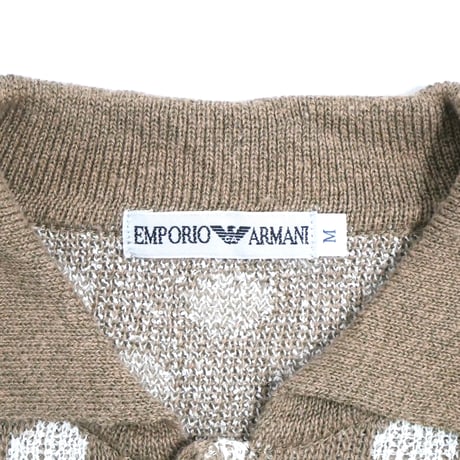 1990s EMPORIO ARMANI Polka-Dots Patterned Knit Polo Shirt