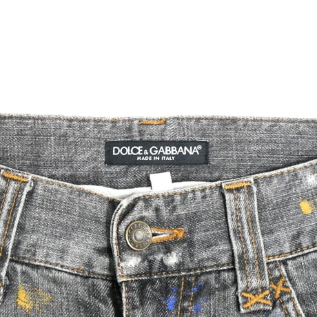 DOLCE&GABBANA Painted Damaged Straight Denim Pants