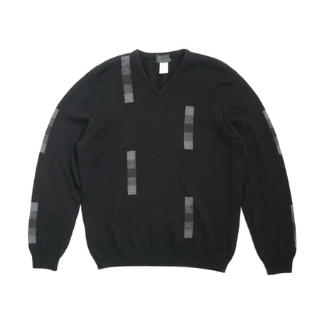 1990s Gianni Versace Block Patterned V-Neck Knit