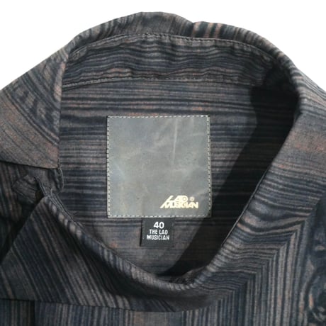 2001AW LAD MUSICIAN Wood Grain Patterned Short Sleeve Shirt