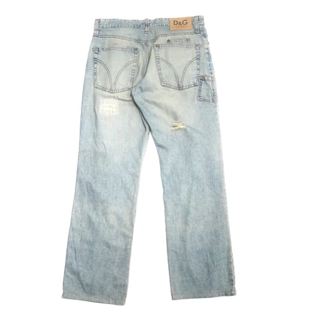 D&G Damaged Faded Wide Denim Pants