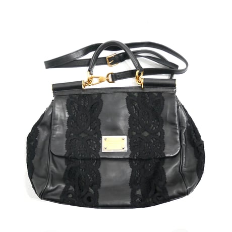 DOLCE & GABBANA Lace Docking 2-Way Hand Bag