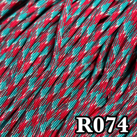 R074 ターコイズ×レッド パラコード 4mm 100m