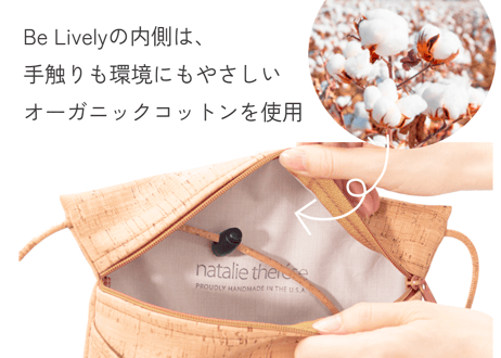 ☆ネイビー☆　Be Lively（ビーライブリー）～天然コルクレザーのショルダーバッグ～