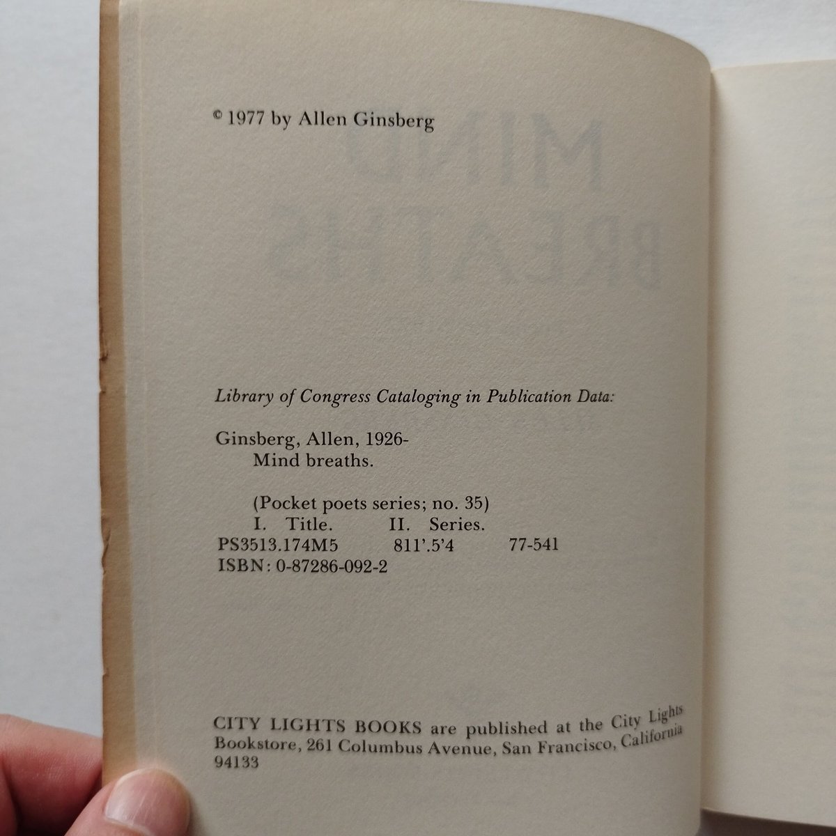 アレンギンズバーグ　プリント MIND BREATHS』poems 1972－1977 ALLEN GINSBERG ギン