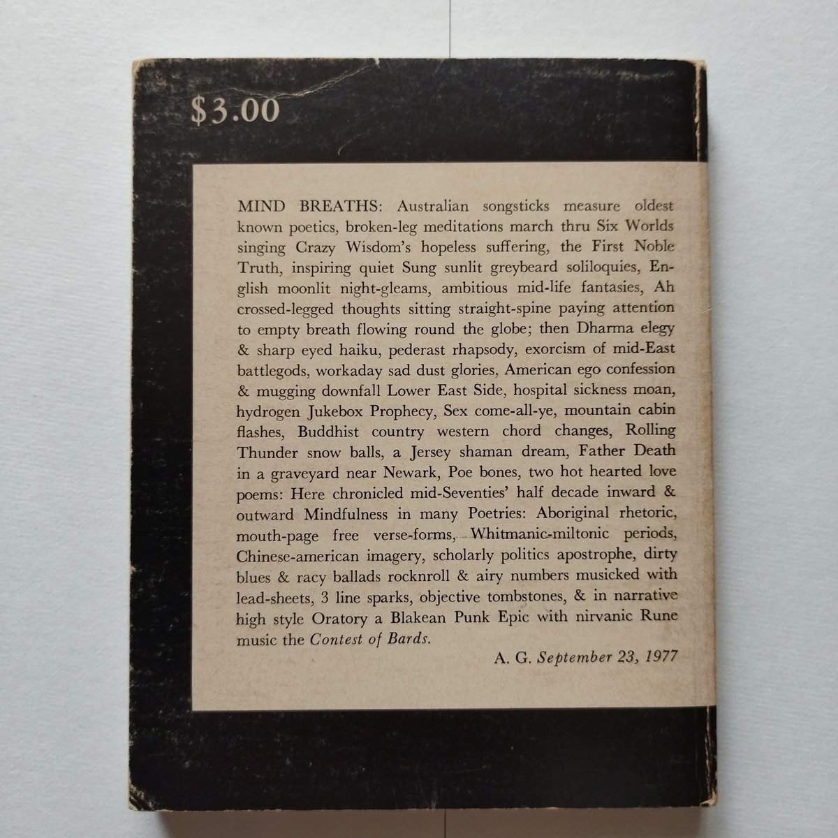 アレンギンズバーグ　プリント MIND BREATHS』poems 1972－1977 ALLEN GINSBERG ギン