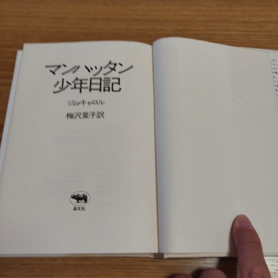 【美品】　マンハッタン少年日記　単行本 マンハッタン少年日記 | ジム・キャロル, 梅沢 葉子 |本 | 通販