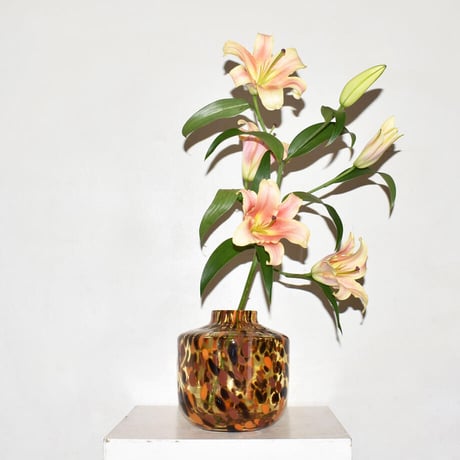 Marble square flower vase(W20×H20)/BROWN