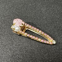クラックビジューヘアクリップ ピンク