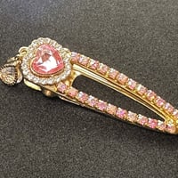 チャーム付きハートヘアークリップ ピンク