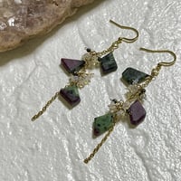 ルビーインゾイサイト・オパールロングピアス