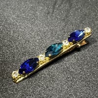 ビジュー細ヘアクリップ ブルー