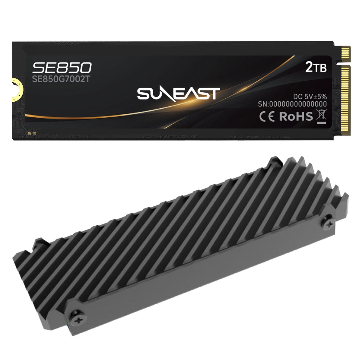 SUNEAST NVMe SSD 2TB PCIe Gen4×4 PS5確認済み ヒートシンク...