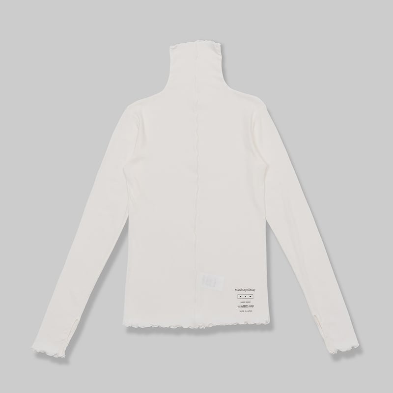 【新品未使用】OMMO ホワイト ショートスリーブ トップス 手洗い可能〉ランダム ブルーゼ ショート スリーブ プルオーバー（T