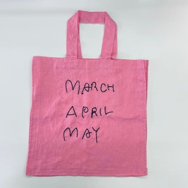 マーチエイプリルメイMarchAprilMayリネントートバッグピンクL白