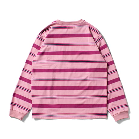 《TENBOX》Pocket L/S Tee /Pink Border
