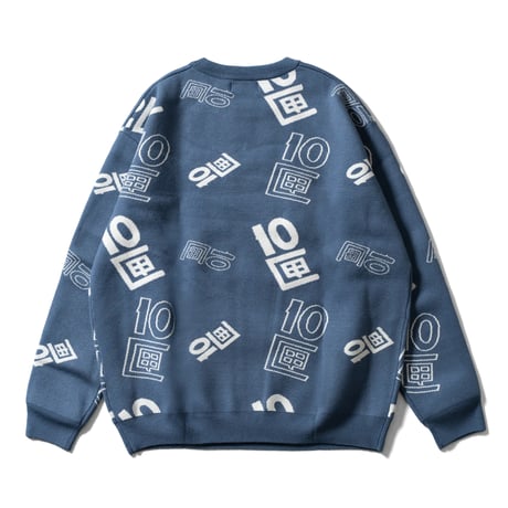 《TENBOX》OG Logo Jacquard Sweater / Navy