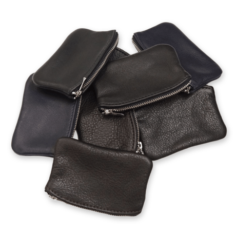 《Moonshine Leather》Leather Zipper Pouch / Black