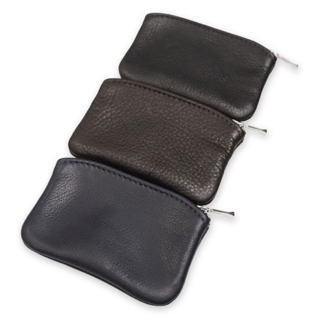 《Moonshine Leather》Leather Zipper Pouch / Black