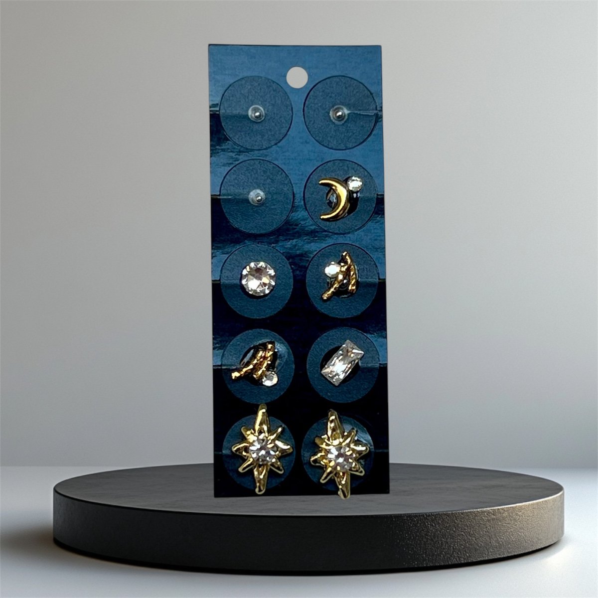 水月様【チェーニャ＋耳＋耳飾り】9月2週目迄 キラキラ×月/gold/stone color : crystal 】/耳ツボジュエリー