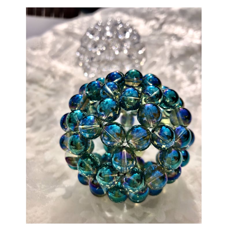 グリーンアクアオーラ×水晶　神聖幾何学フラーレン グリーンアクアオーラ×水晶 神聖幾何学フラーレン 神聖幾何学8