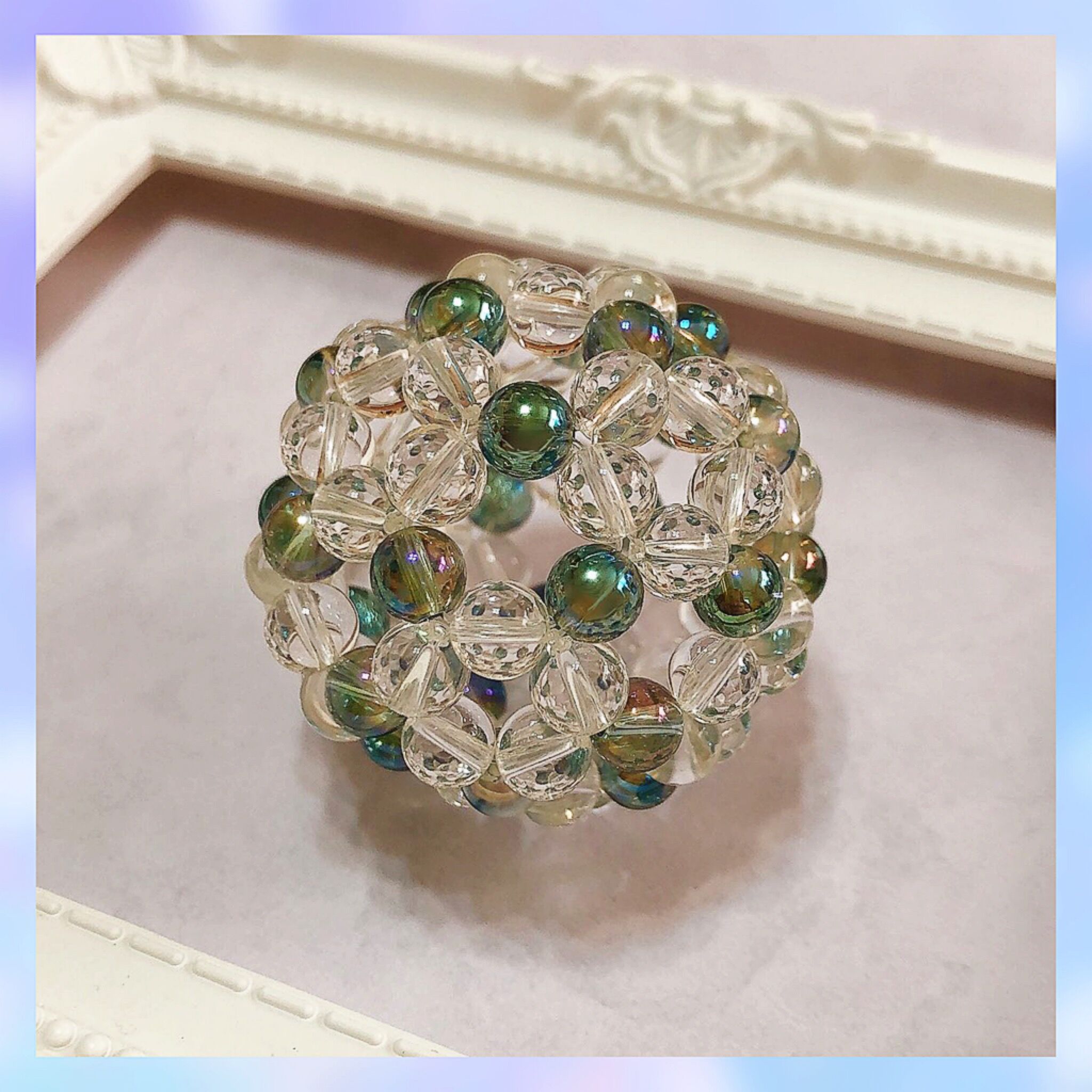 神聖幾何学フラーレン 5A水晶6mm×グリーンアクアオーラ6mm | Brilliant