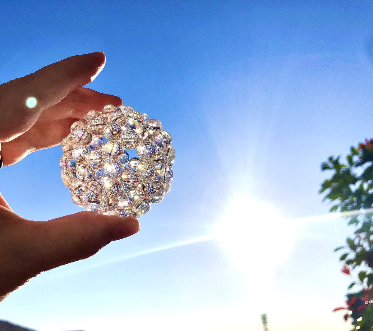 【フラーレンクリエイター制作】神聖幾何学 フラーレン 8mm オーロラ水晶 神聖幾何学フラーレン オーロラクォーツ8mm | Brilliant