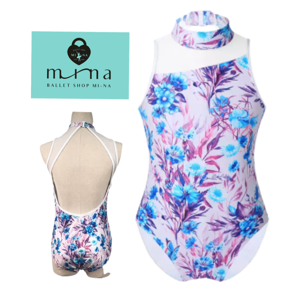 MI-MA》花柄アシンメトリー ハイネックレオタード ガールズ/女性