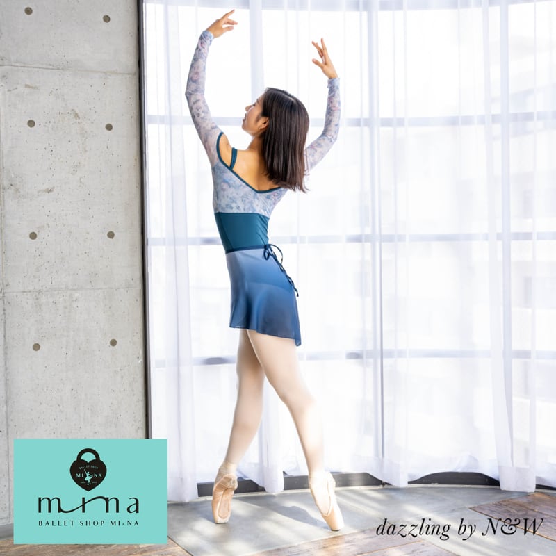 MI-NA》オフショルダー ロングスリーブ花柄 レオタード ガールズ MI-NA》オフショルダー ロングスリーブ花柄 レオタード ガールズ
