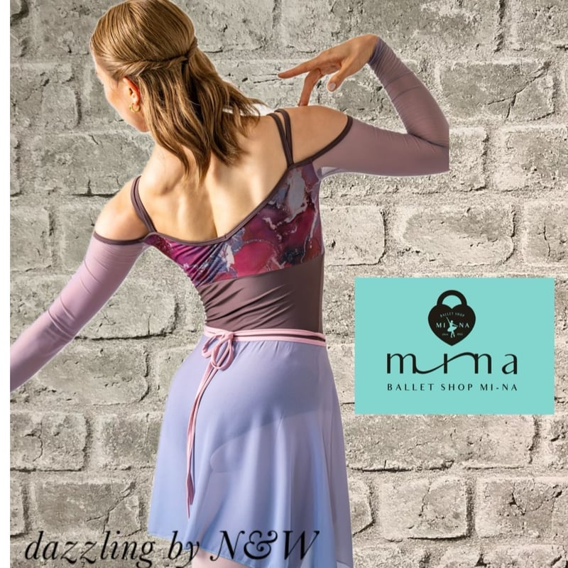 MI-NA》オフショルダー ロングスリーブ花柄 レオタード ガールズ