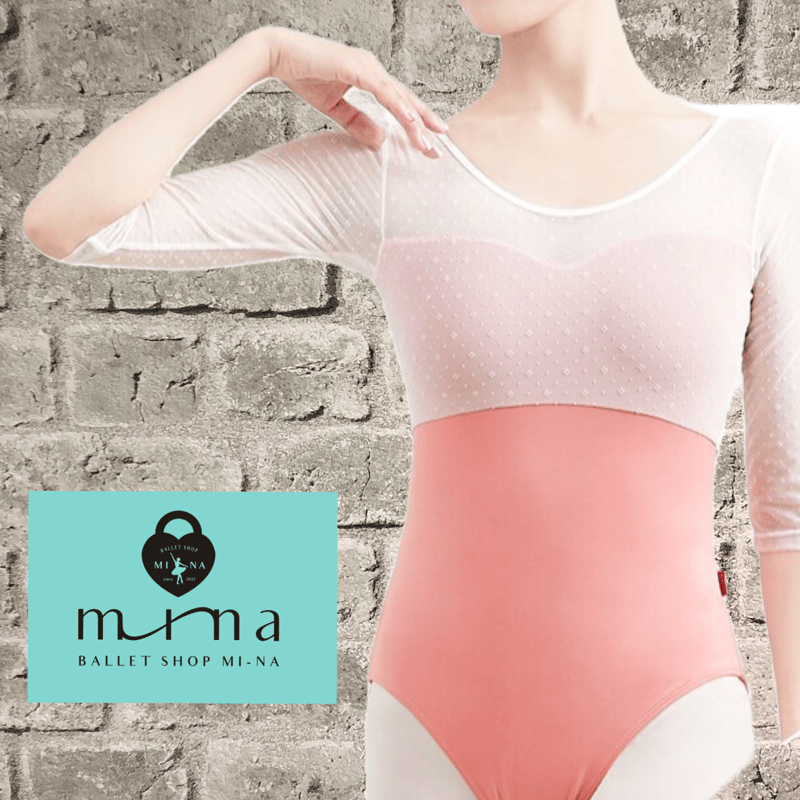 MI-NA》ロングスリーブ ホワイトドットレース バイカラー MI-NA》ロングスリーブ ホワイトドットレース バイカラー