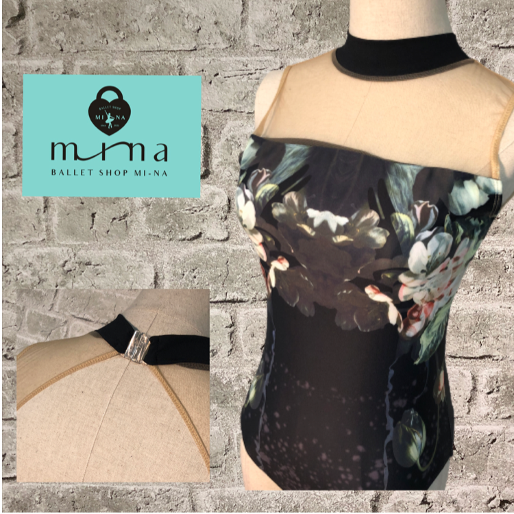 MI-NA》フラワーデザイン チョーカーハイネックレオタードガールズ