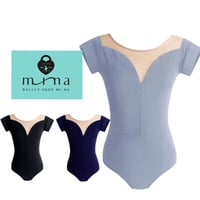 MI-NA》ハイネックブラック ギャザーメッシュ レオタード
