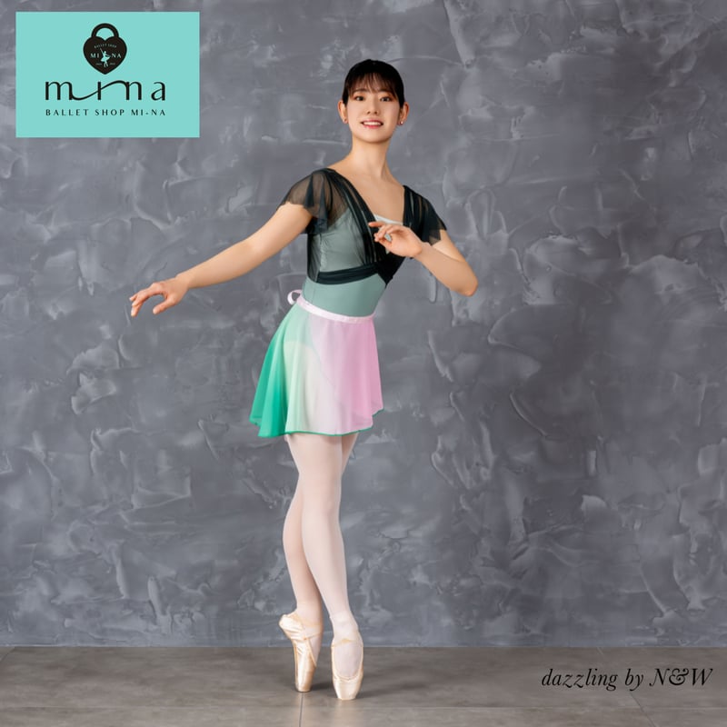 MI-NA》シフォン風メッシュ レオタード ガールズ/女性(AL1016GR/BL) | B