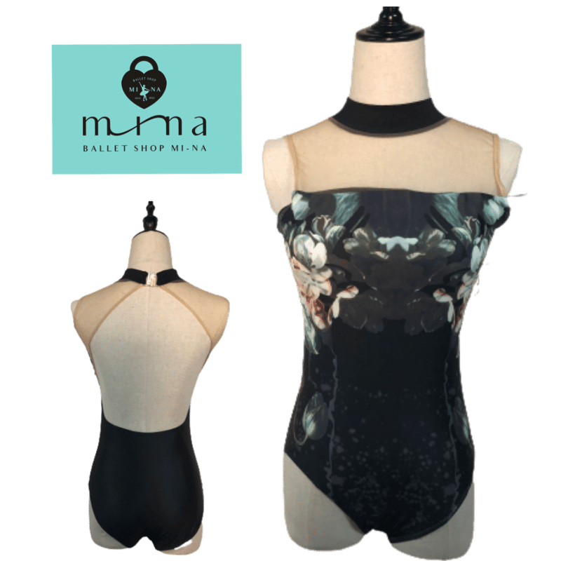 MI-NA》フラワーデザイン チョーカーハイネックレオタードガールズ