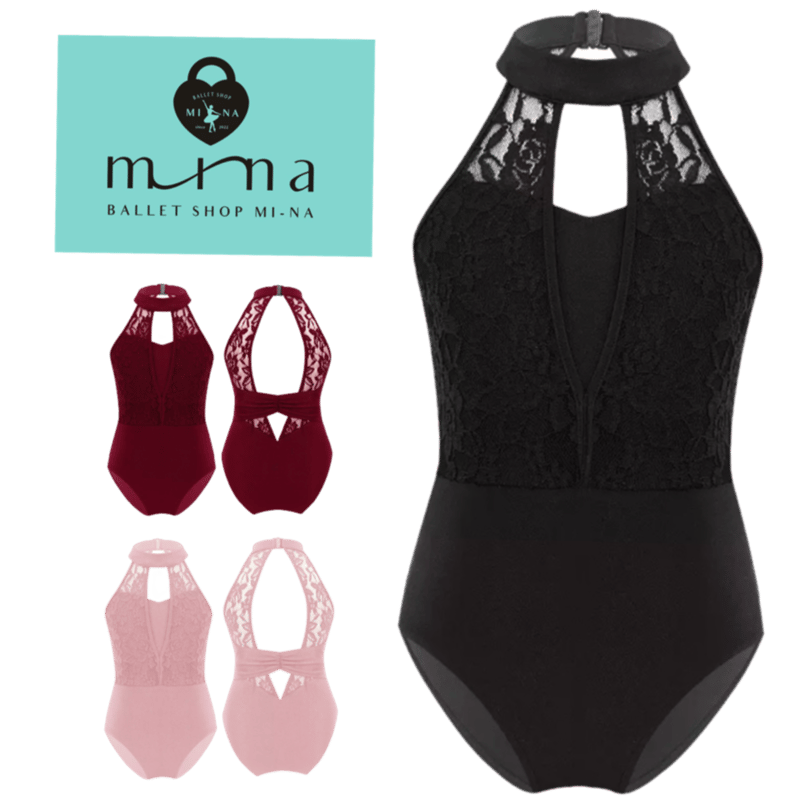 MI-NA》レース ホルターネックレオタード ガールズ/女性(AL1003BK/RD/PK