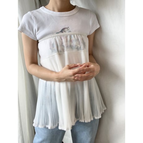 〈vintage〉made in USA/nylon sheer pleats skirt