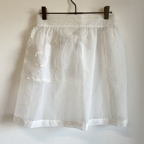 〈vintage〉flocky dot sheer apron