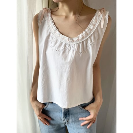 〈antique〉ladder lace cotton top