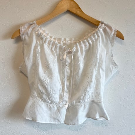 〈antique〉rudder lace & embroidery corsetcover blouse