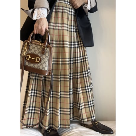 〈vintage〉made in Italy/tartan check maxi skirt