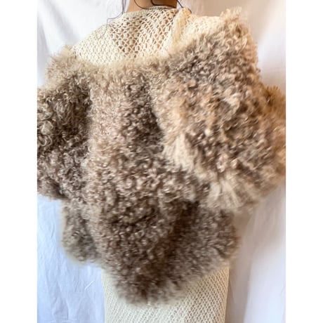 〈vintage〉curly fake fur jacket