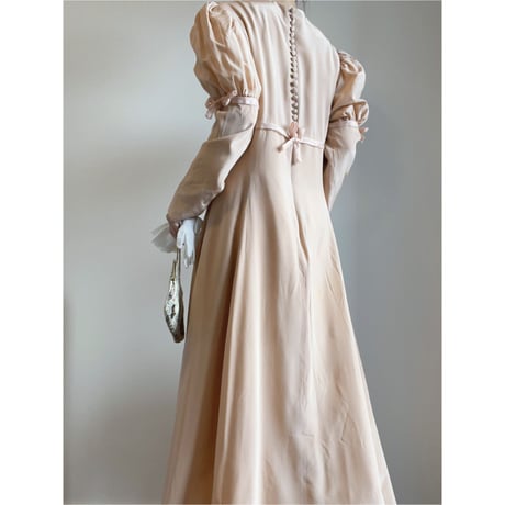 〈vintage〉back button & gigot sleeves dress